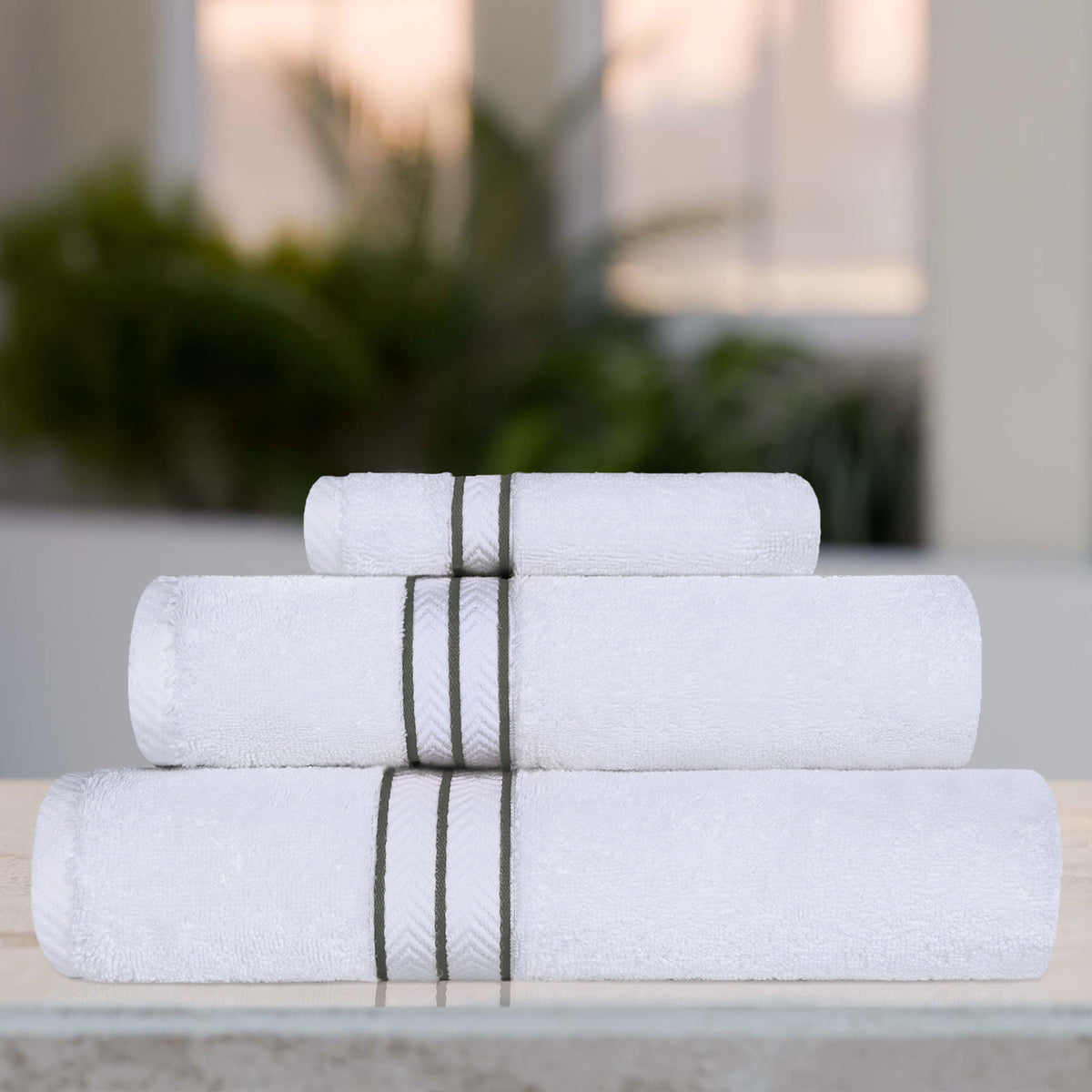 Ultra-Plush Turkish Cotton Hotel Collection Super Absorbent Solid Luxury Bathroom Set - Charcoal