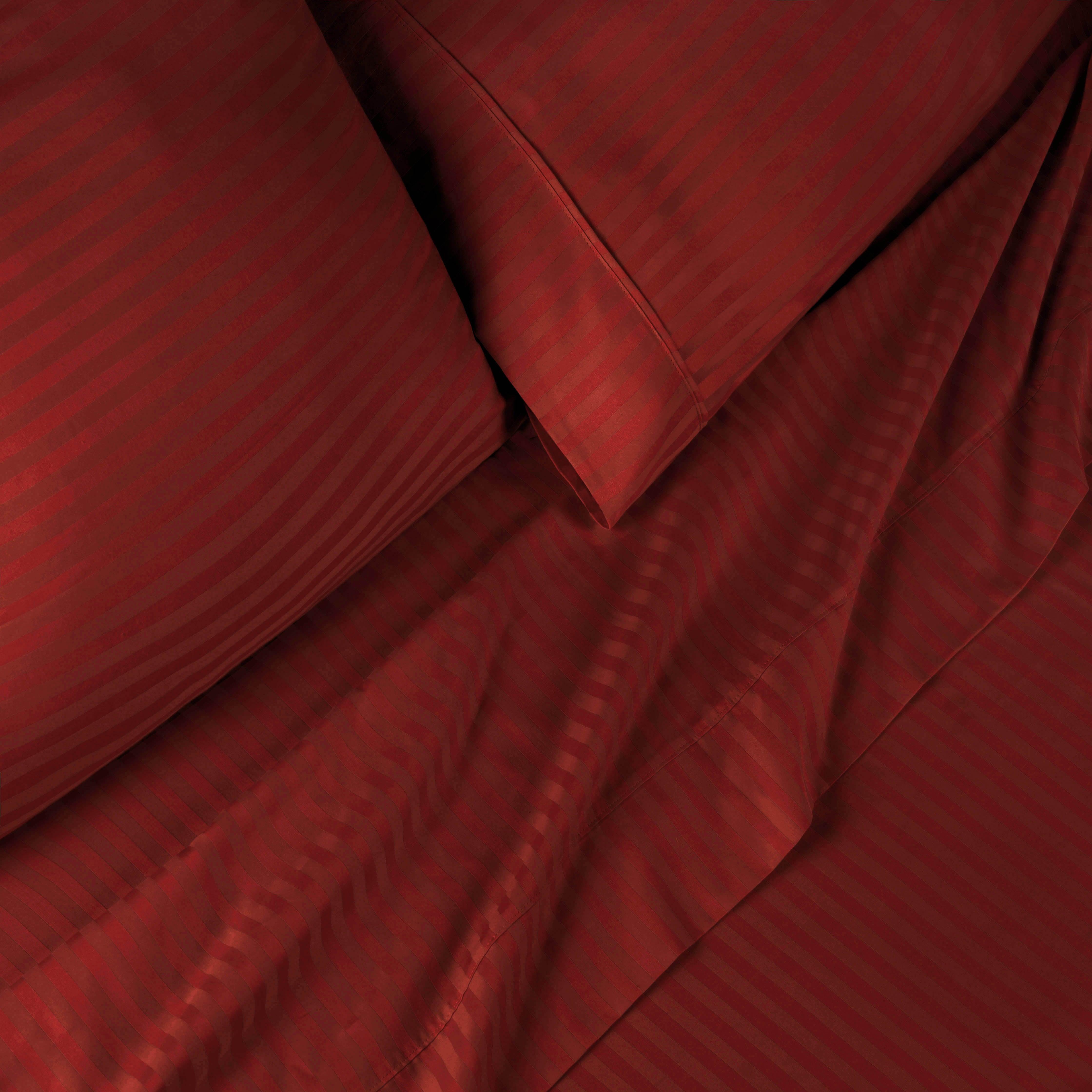 300 Thread Count Egyptian Cotton Sateen Stripe Bed Sheet Set - Egyptian Cotton Sheet Set by Superior Brand