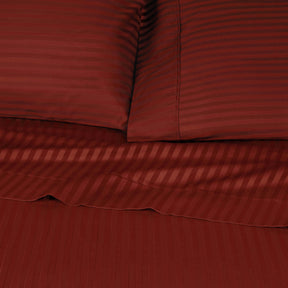 Superior 300 Thread Count Premium Egyptian Cotton Stripe Sheet Set - Burgundy