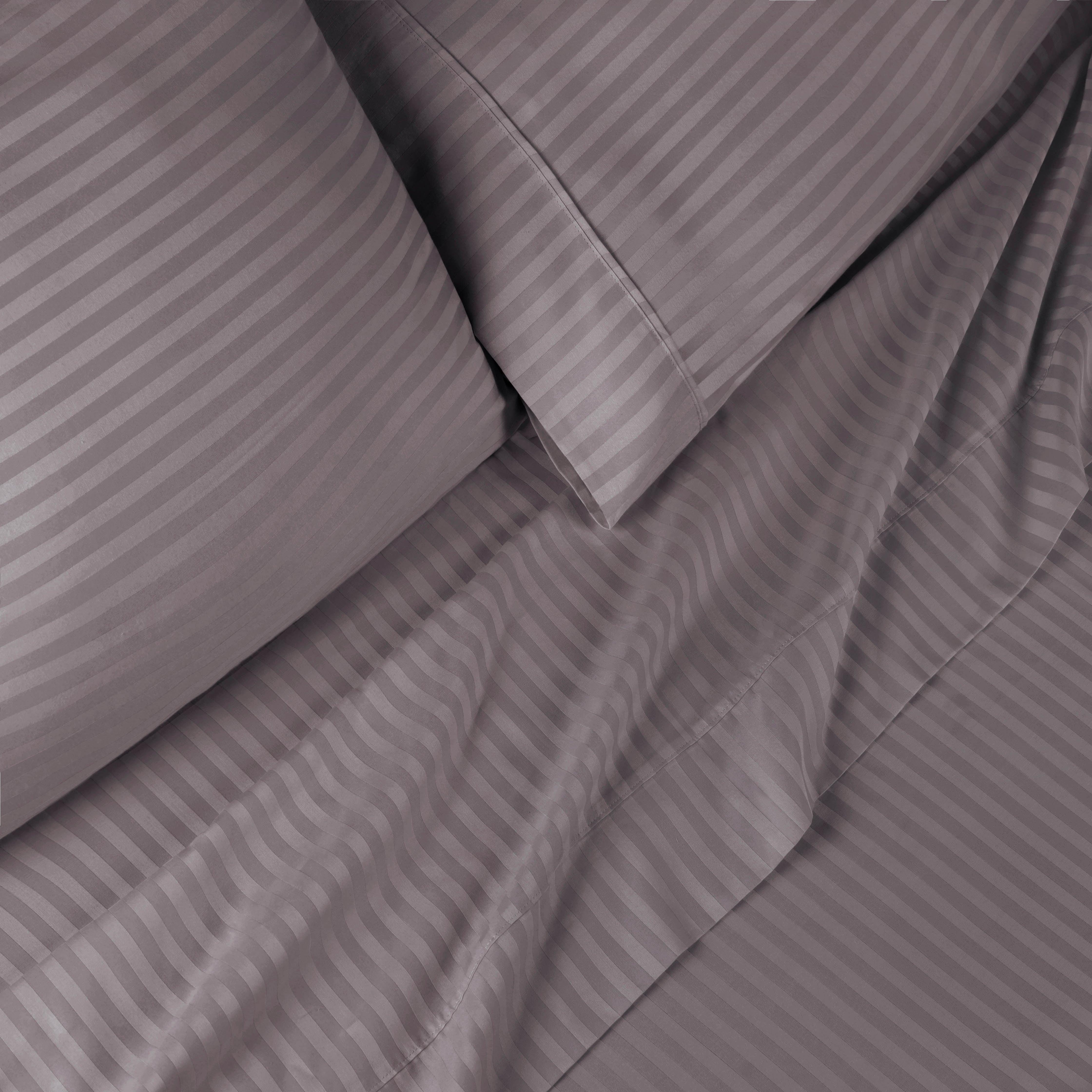 300 Thread Count Egyptian Cotton Sateen Stripe Bed Sheet Set - Egyptian Cotton Sheet Set by Superior Brand