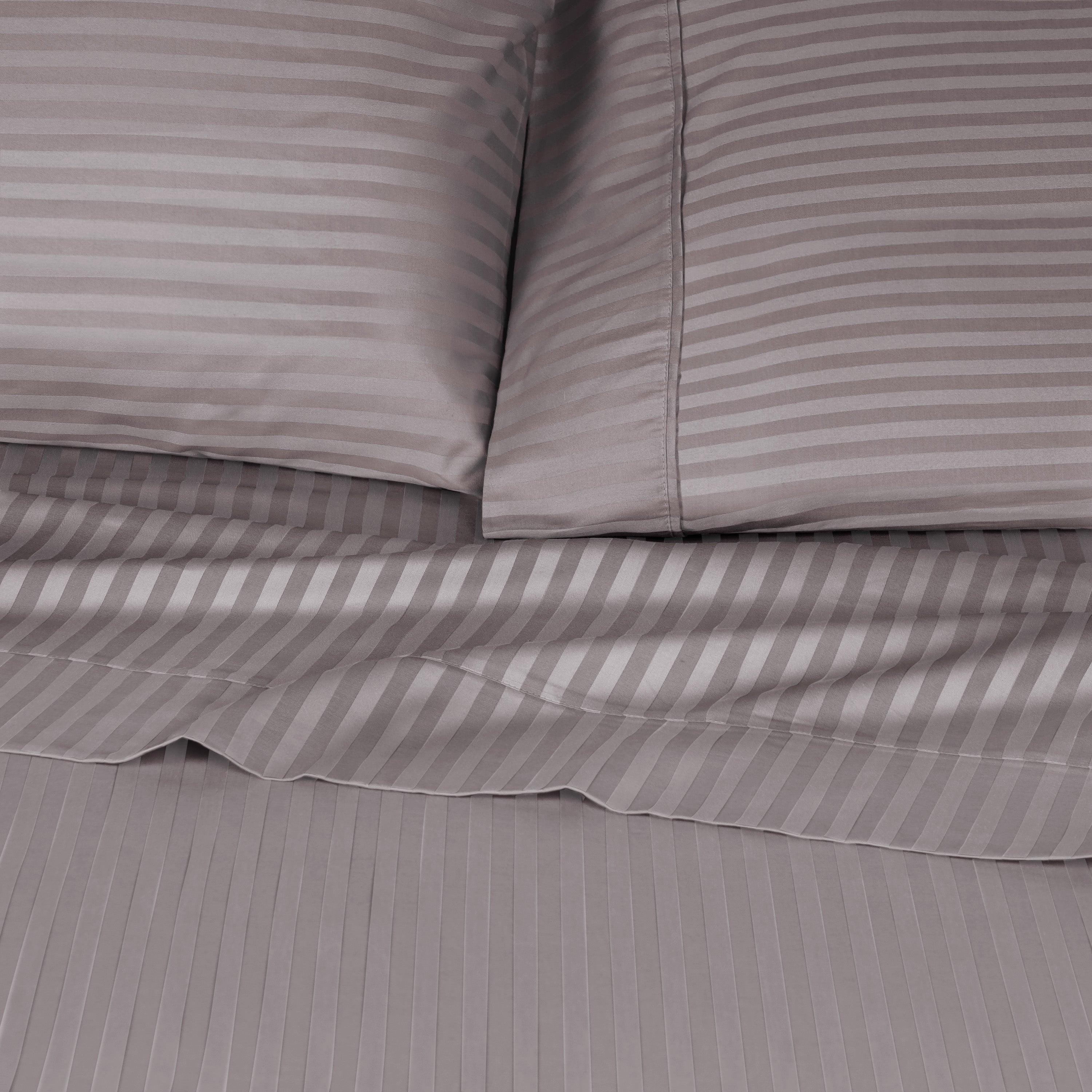 300 Thread Count Egyptian Cotton Sateen Stripe Bed Sheet Set - Egyptian Cotton Sheet Set by Superior Brand