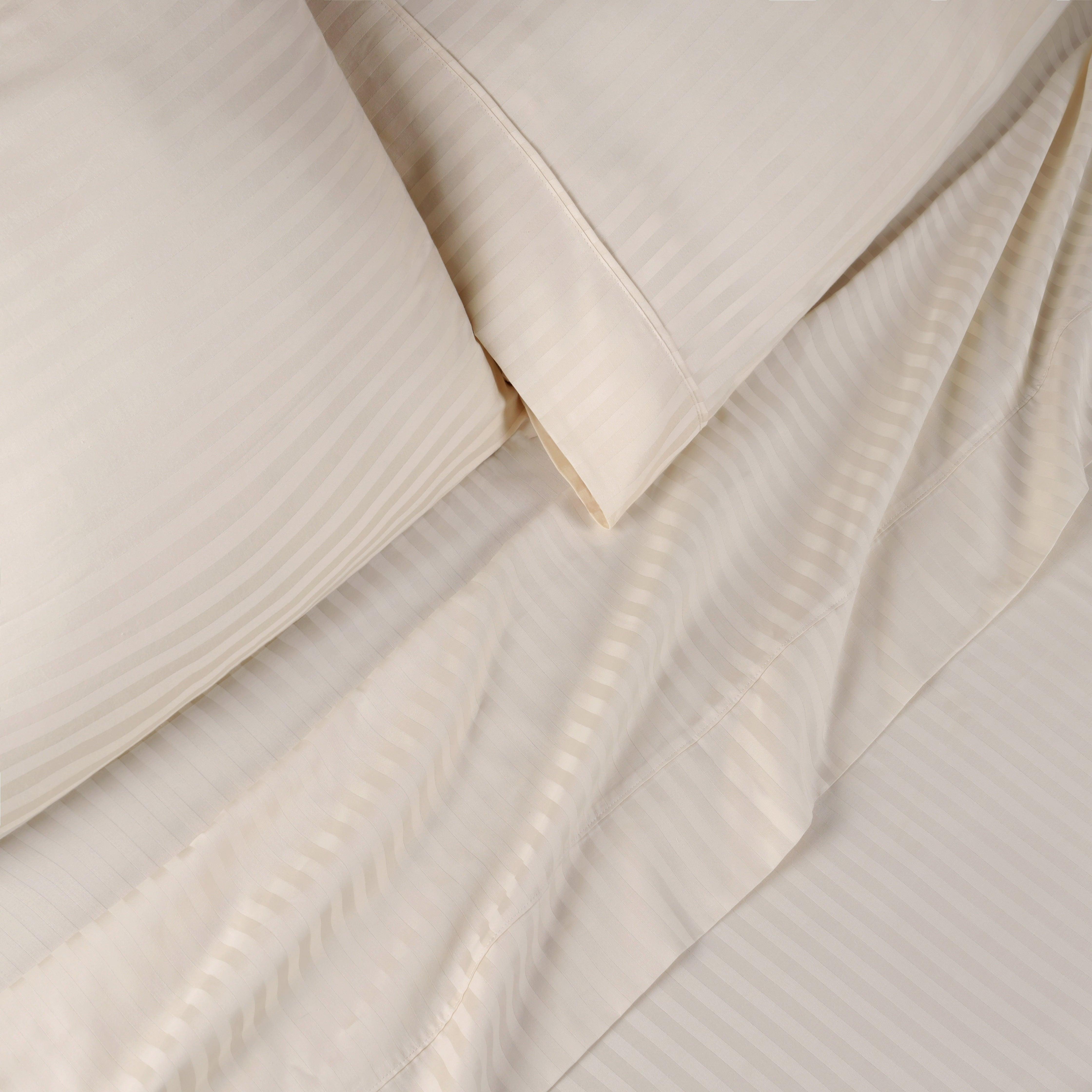 300 Thread Count Egyptian Cotton Sateen Stripe Bed Sheet Set - Egyptian Cotton Sheet Set by Superior Brand