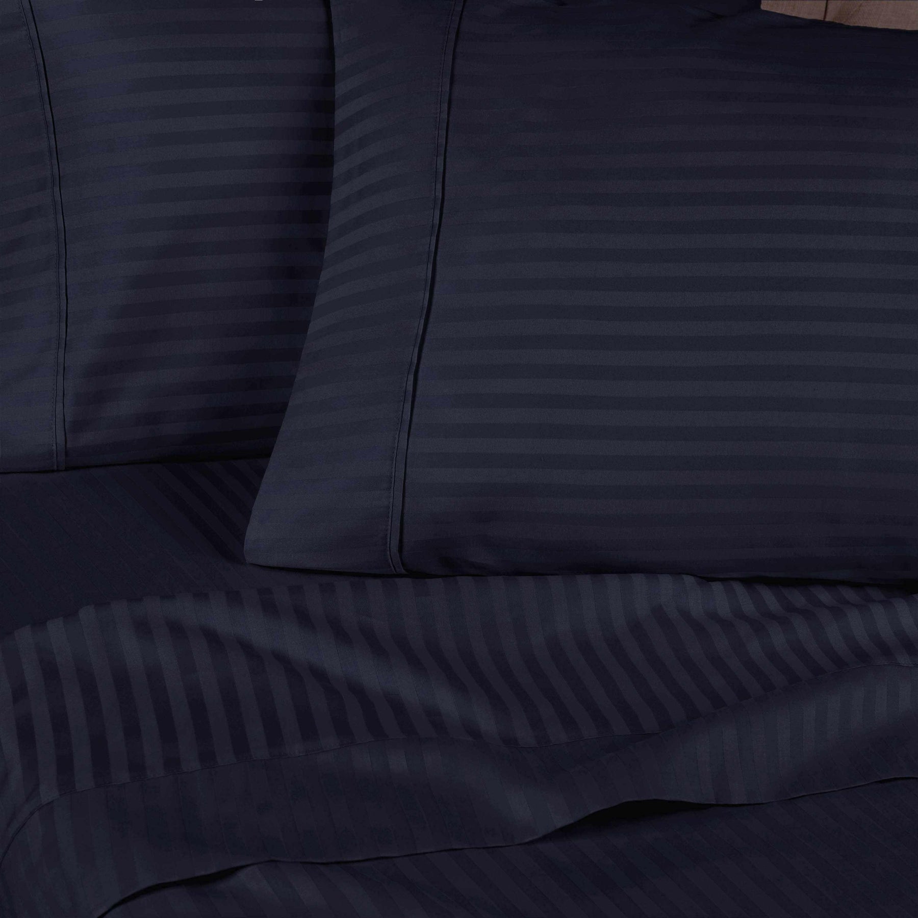 Superior 300 Thread-Count Premium Egyptian Cotton Stripe Sheet Set - Navy Blue