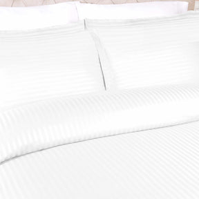 Superior 400 Thread Count Lightweight Stripe Egyptian Cotton Duvet Cover Set - White