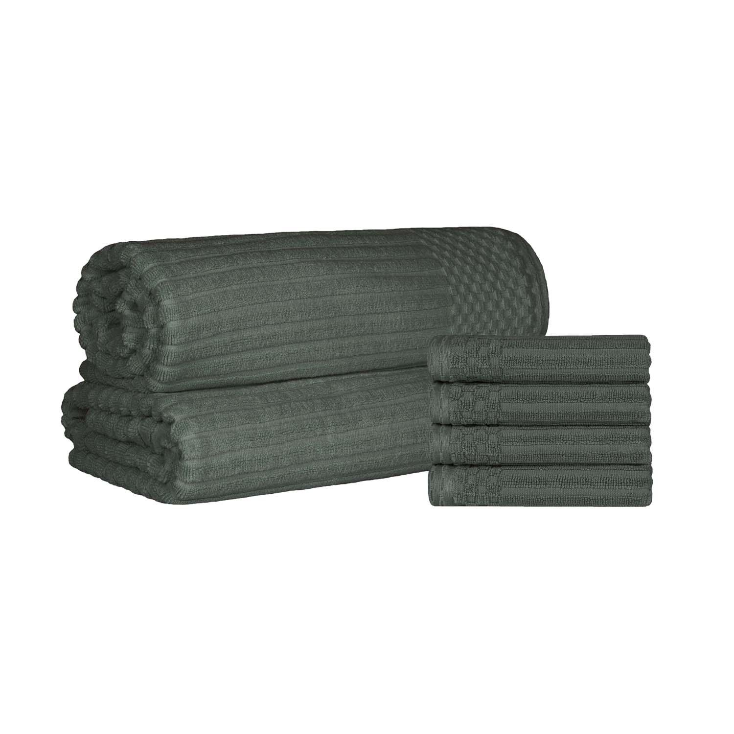 Superior Soho Ribbed Textured Cotton Ultra-Absorbent Hand Towel and Bath Sheet Set-Towel set by Superior-Home City Inc