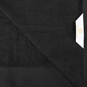 3Premium Turkish Cotton Jacquard Herringbone and Solid 6-Piece Hand Towel Set - Black