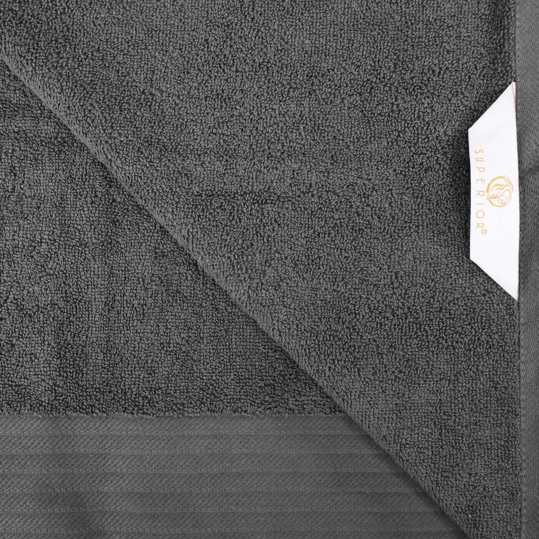 Premium Turkish Cotton Jacquard Herringbone and Solid 6-Piece Hand Towel Set - Grey