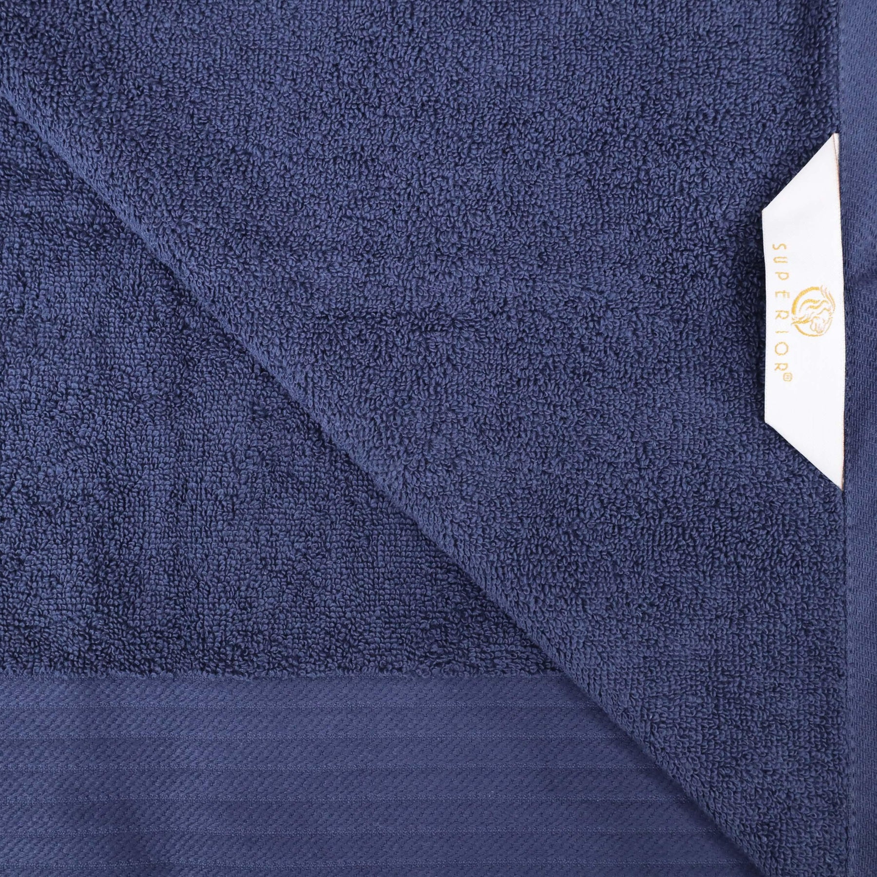 Premium Turkish Cotton Jacquard Herringbone and Solid 6-Piece Hand Towel Set- Navy Blue