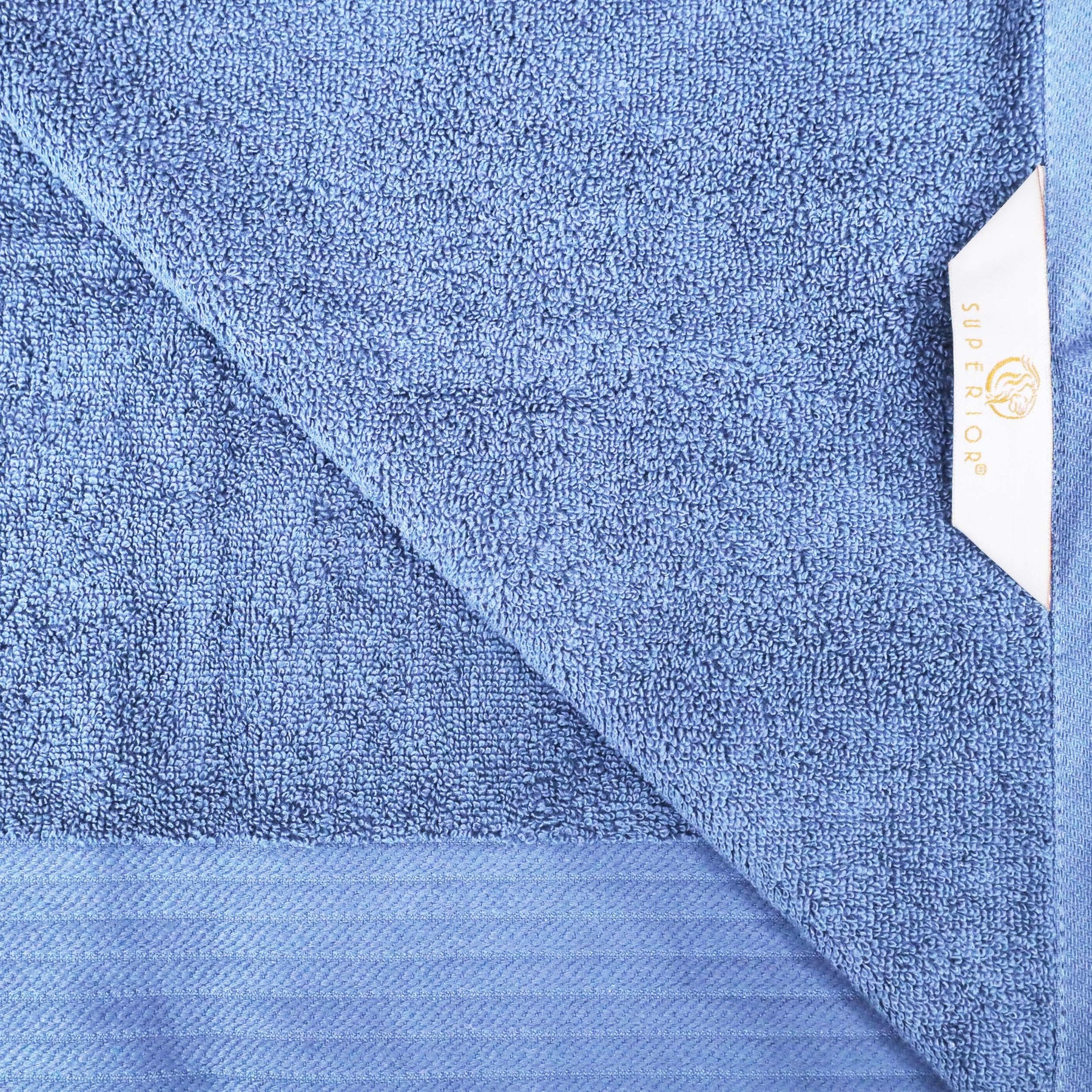 Premium Turkish Cotton Jacquard Herringbone and Solid 6-Piece Hand Towel Set - Pacific Blue