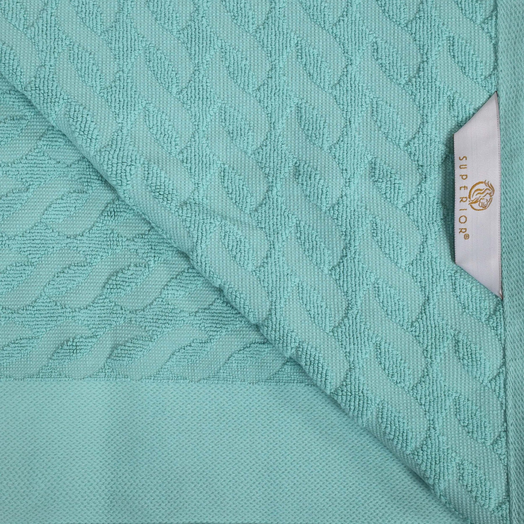 Premium Turkish Cotton Jacquard Herringbone and Solid 6-Piece Hand Towel Set- Cascade
