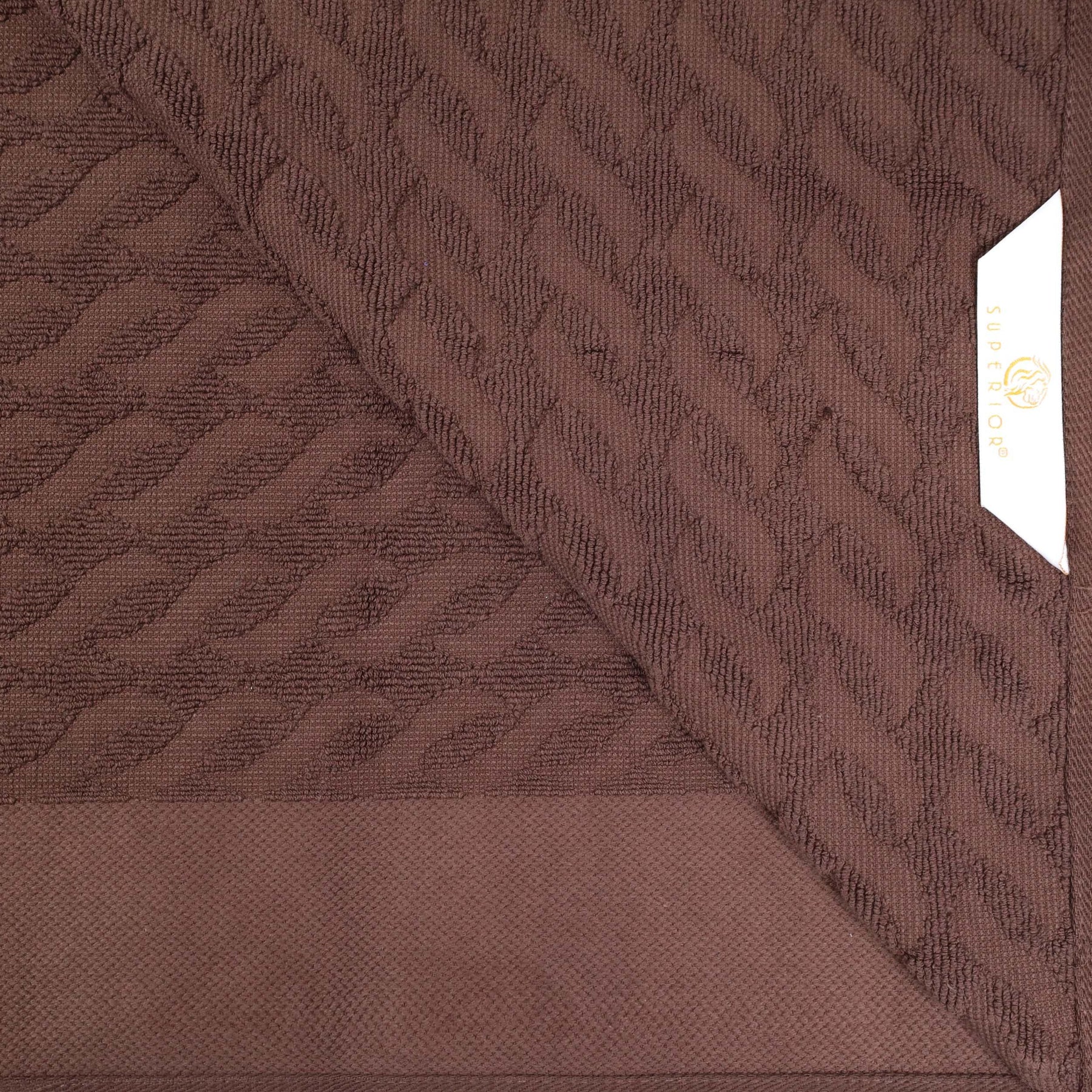 Premium Turkish Cotton Jacquard Herringbone and Solid 6-Piece Hand Towel Set -  Chocolate