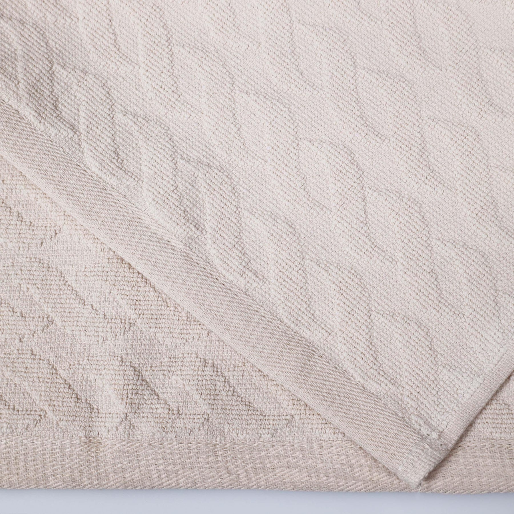 Premium Turkish Cotton Jacquard Herringbone and Solid 6-Piece Hand Towel Set-  Ivory