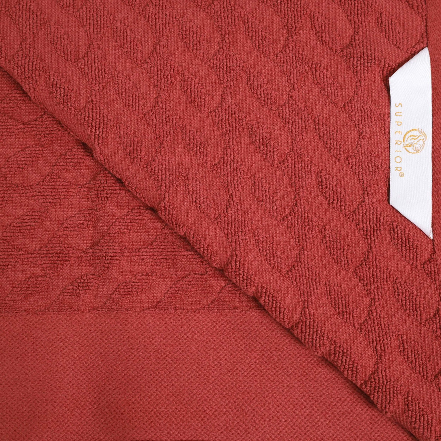 Premium Turkish Cotton Jacquard Herringbone and Solid 6-Piece Hand Towel Set -  Maroon