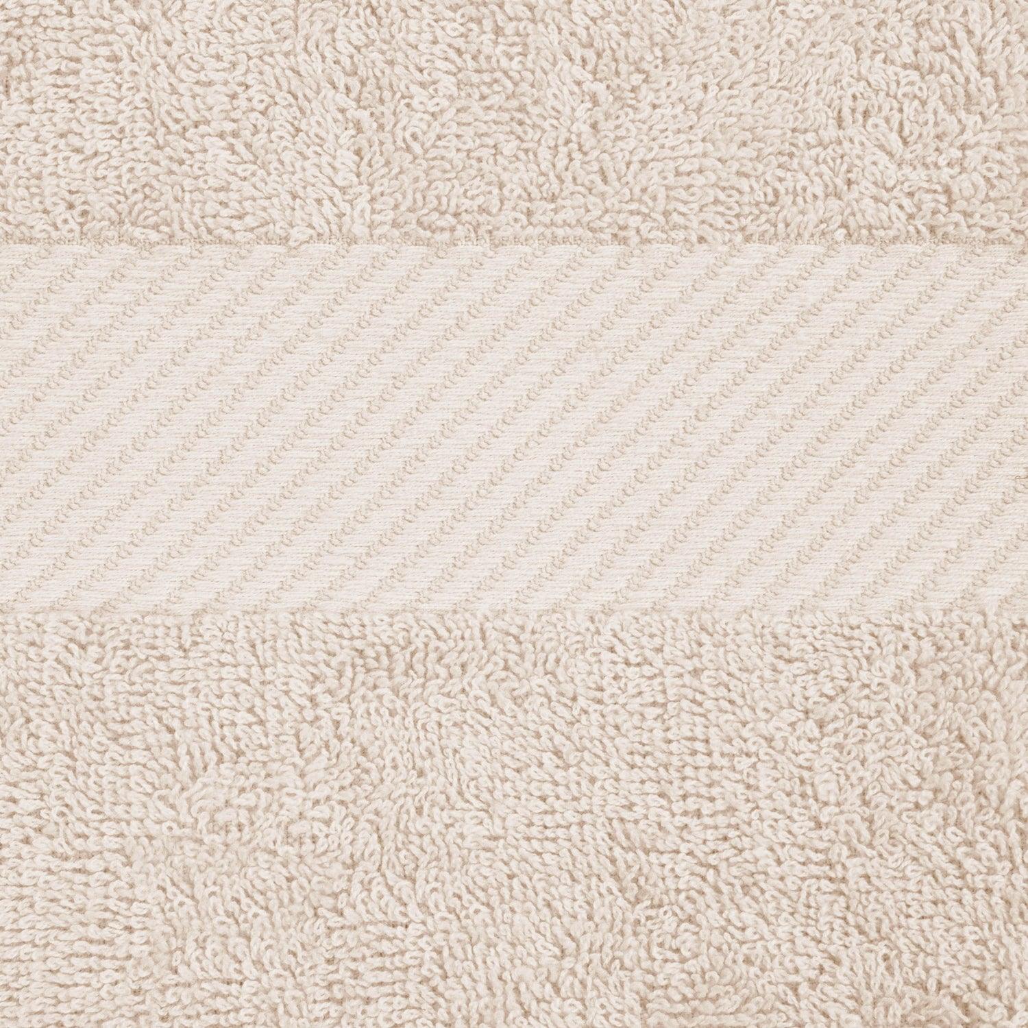 Egyptian Cotton Dobby Border Medium Weight 6 Piece Hand Towel Set - Ivory