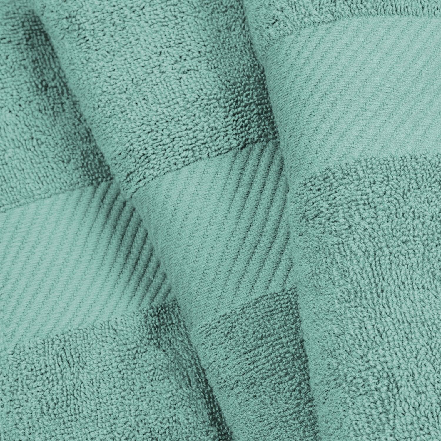 Egyptian Cotton Dobby Border Medium Weight 4 Piece Bath Towel Set - Sea Foam