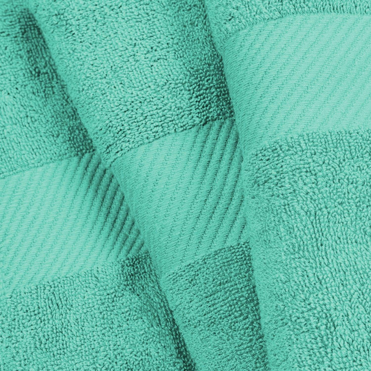 Egyptian Cotton Dobby Border Medium Weight 4 Piece Bath Towel Set - Sea Green
