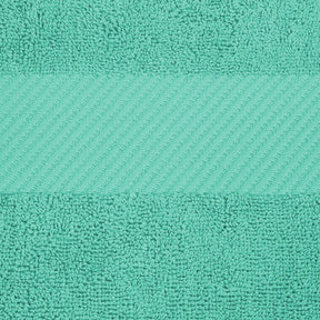 Egyptian Cotton Dobby Border Medium Weight 4 Piece Bath Towel Set - Sea Green