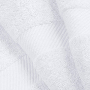 Egyptian Cotton Dobby Border Medium Weight 4 Piece Bath Towel Set - White
