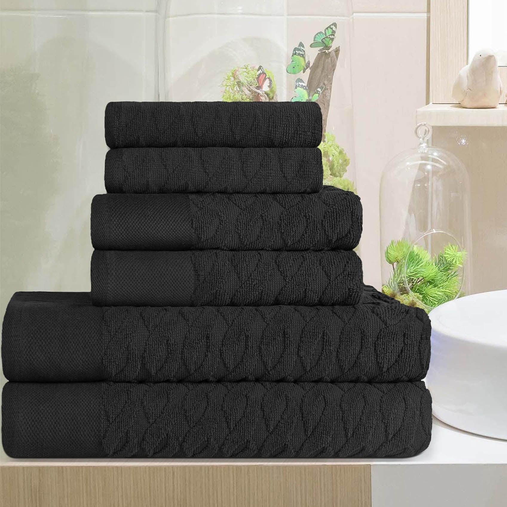 Turkish Cotton Herringbone Jacquard Assorted 6 Piece Towel Set - Towel Set by Superior Brand