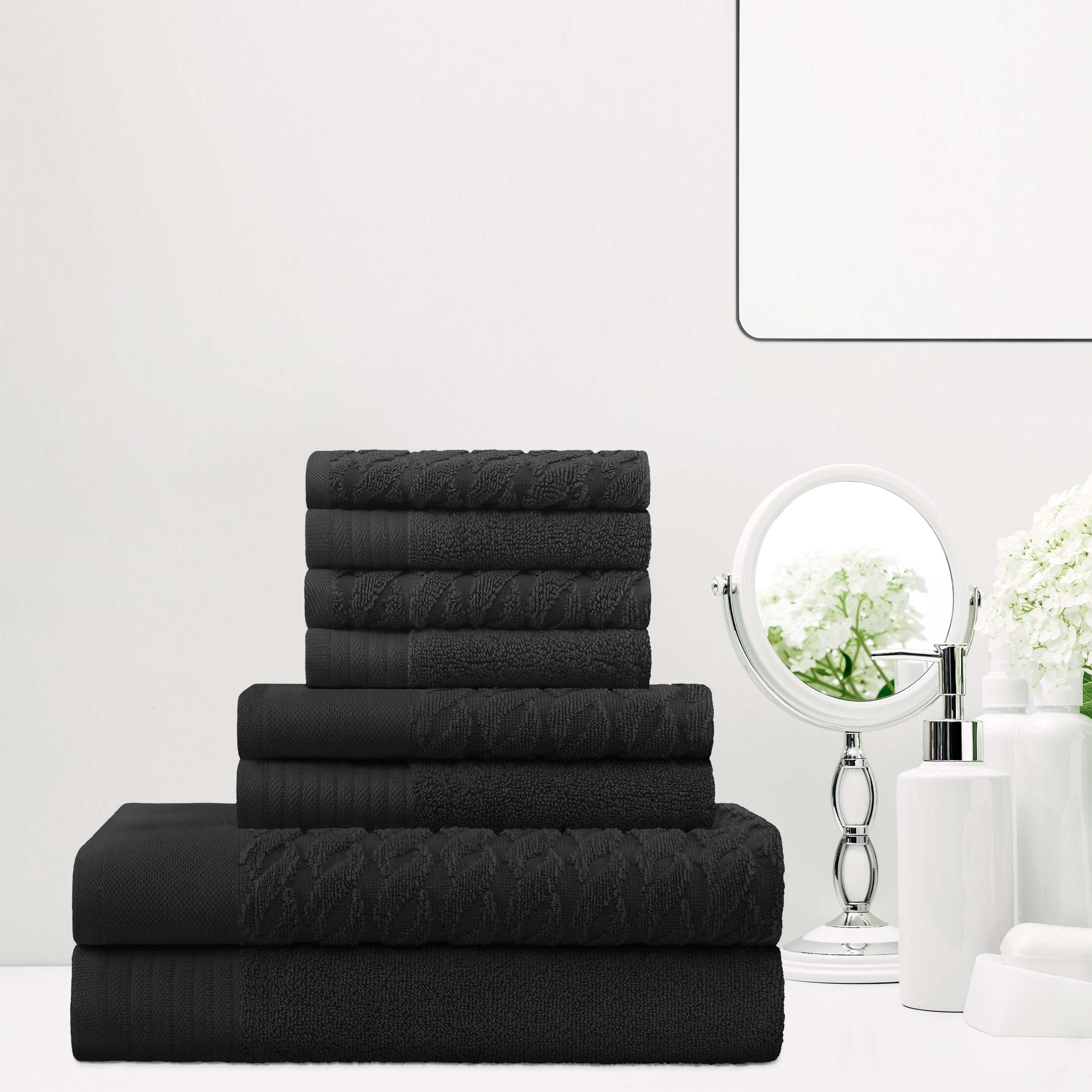 Turkish Cotton Jacquard Herringbone and Solid 8 Piece Towel Set - Towel Set by Superior Brand