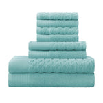 Turkish Cotton Jacquard Herringbone and Solid 8 Piece Towel Set - Towel Set by Superior Brand