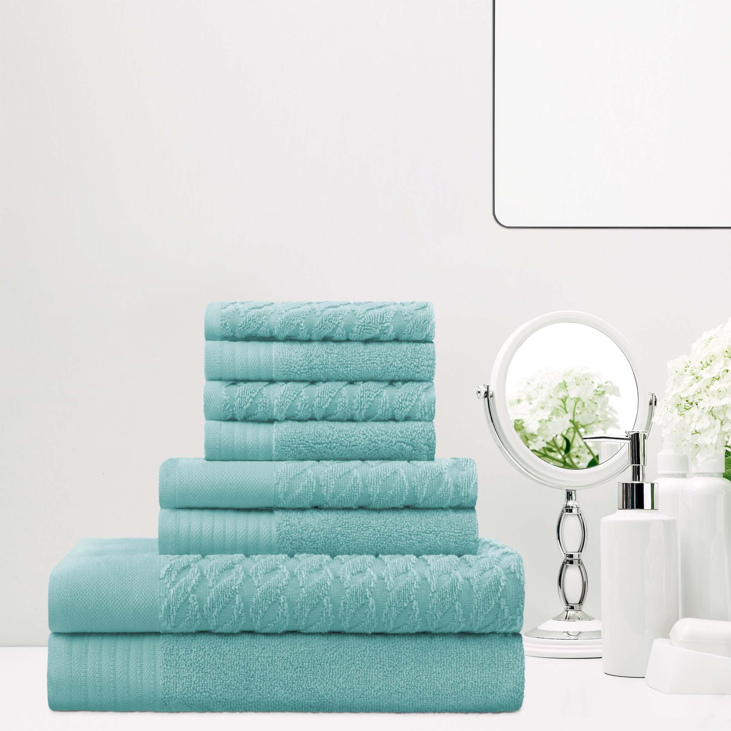 Turkish Cotton Jacquard Herringbone and Solid 8 Piece Towel Set - Towel Set by Superior Brand