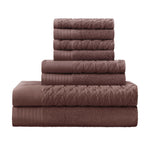 Turkish Cotton Jacquard Herringbone and Solid 8 Piece Towel Set - Towel Set by Superior Brand