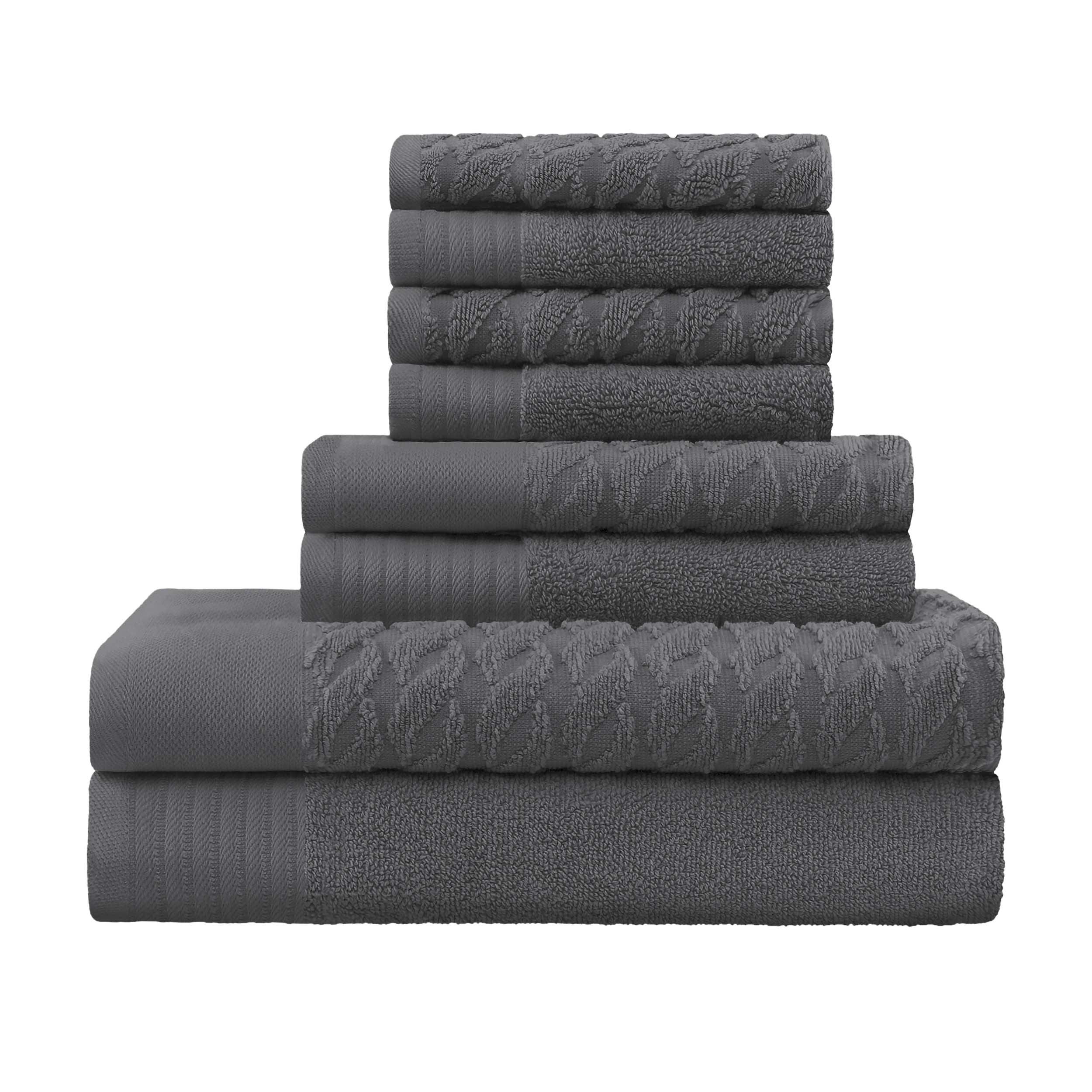 Turkish Cotton Jacquard Herringbone and Solid 8 Piece Towel Set - Towel Set by Superior Brand