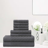 Turkish Cotton Jacquard Herringbone and Solid 8 Piece Towel Set - Towel Set by Superior Brand