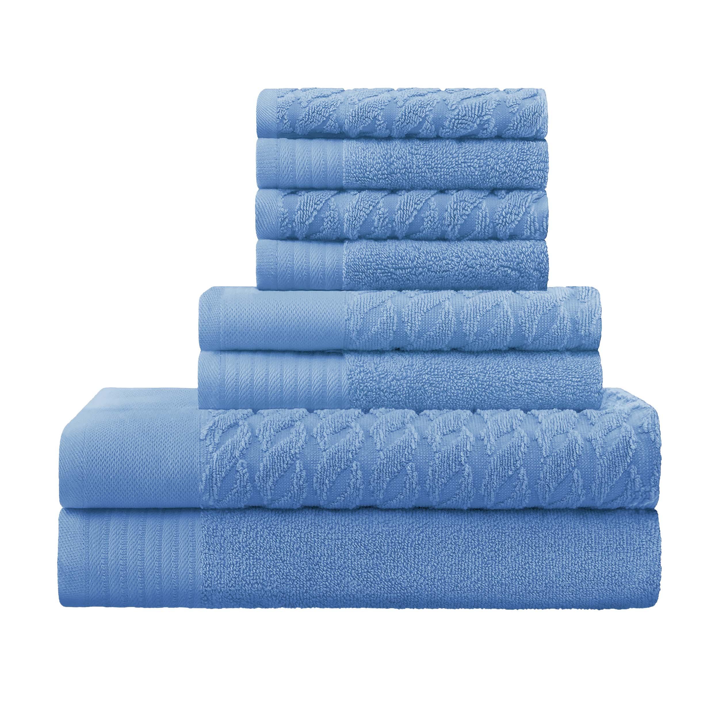 Turkish Cotton Jacquard Herringbone and Solid 8 Piece Towel Set - Towel Set by Superior Brand