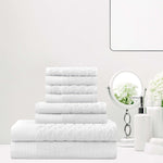 Turkish Cotton Jacquard Herringbone and Solid 8 Piece Towel Set - Towel Set by Superior Brand
