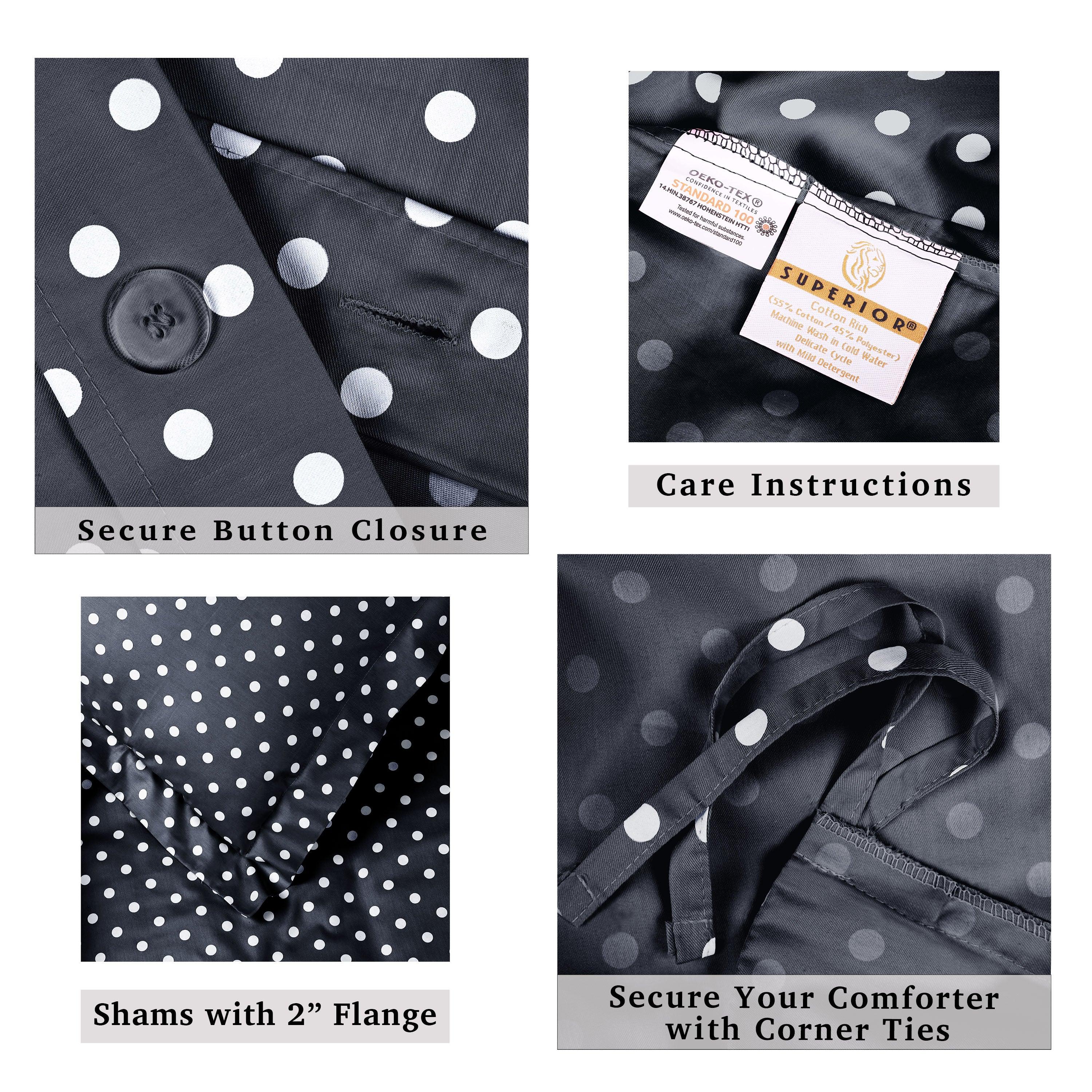 Cotton Blend 600 Thread Count Polka Dot Duvet Cover Set - Duvet Cover Set by Superior Brand