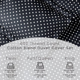 Cotton Blend 600 Thread Count Polka Dot Duvet Cover Set - Duvet Cover Set by Superior Brand