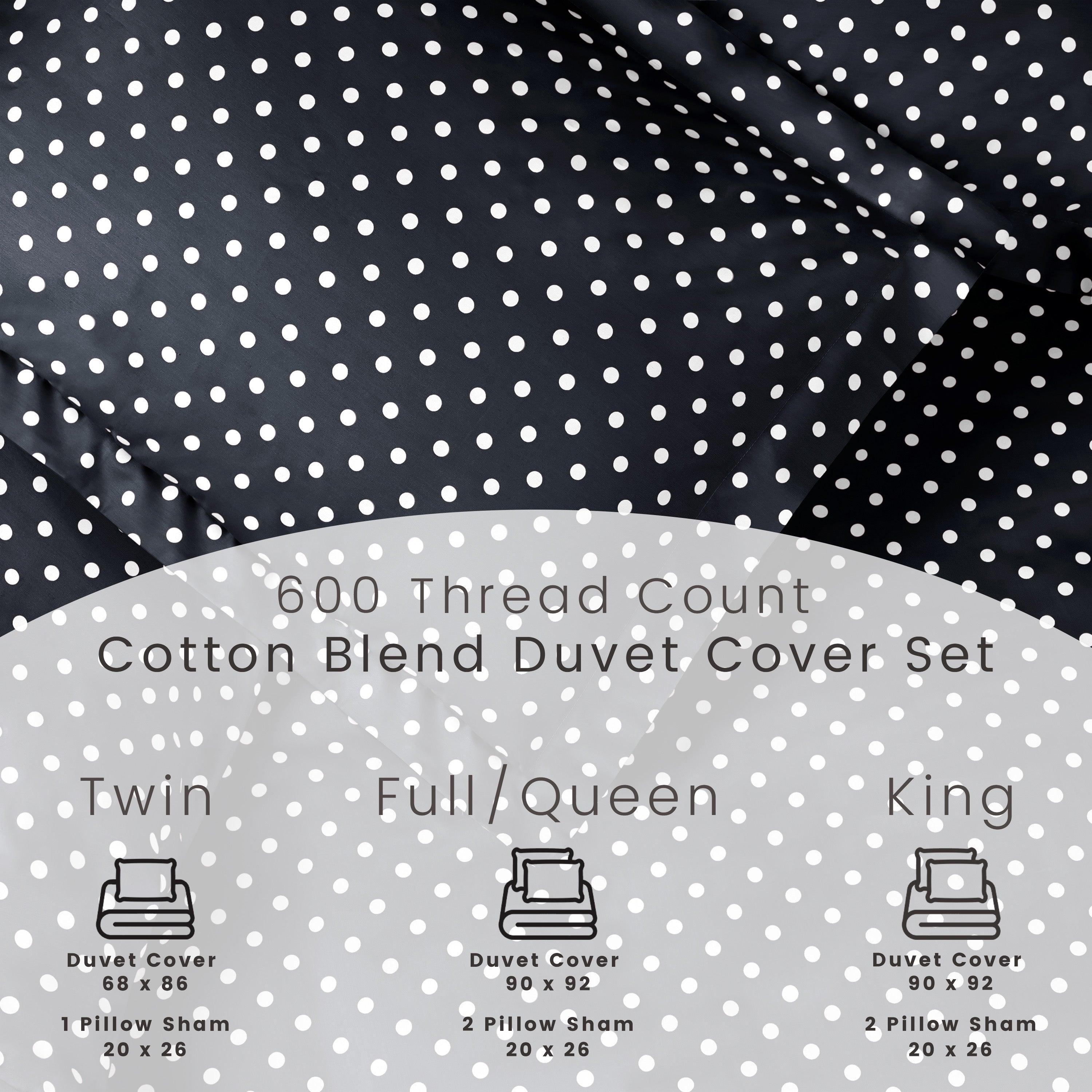 Cotton Blend 600 Thread Count Polka Dot Duvet Cover Set - Duvet Cover Set by Superior Brand