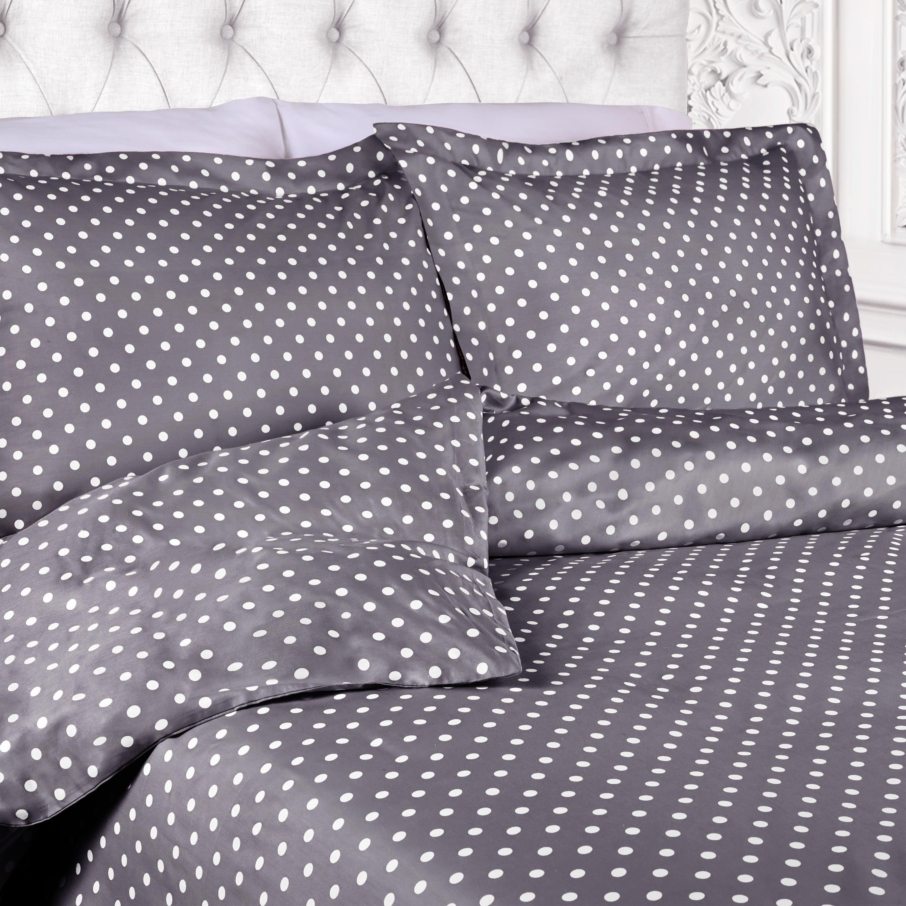 Cotton Blend 600 Thread Count Polka Dot Duvet Cover Set - Duvet Cover Set by Superior Brand