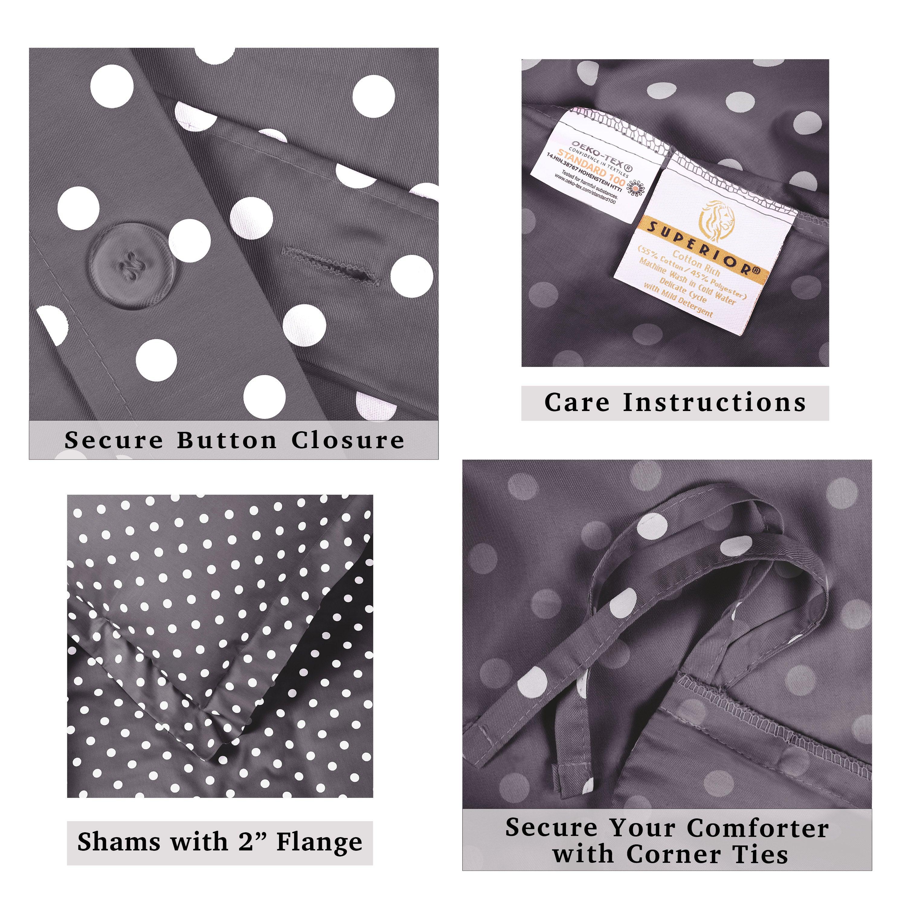 Cotton Blend 600 Thread Count Polka Dot Duvet Cover Set - Duvet Cover Set by Superior Brand
