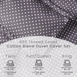 Cotton Blend 600 Thread Count Polka Dot Duvet Cover Set - Duvet Cover Set by Superior Brand