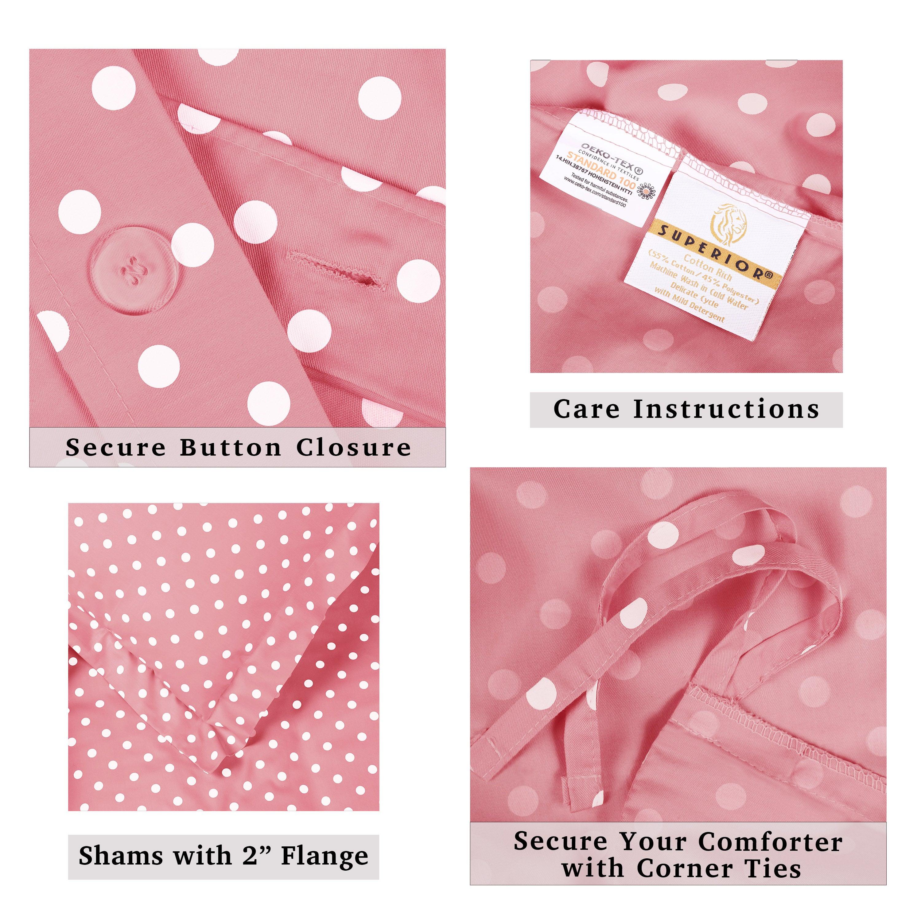 Cotton Blend 600 Thread Count Polka Dot Duvet Cover Set - Duvet Cover Set by Superior Brand