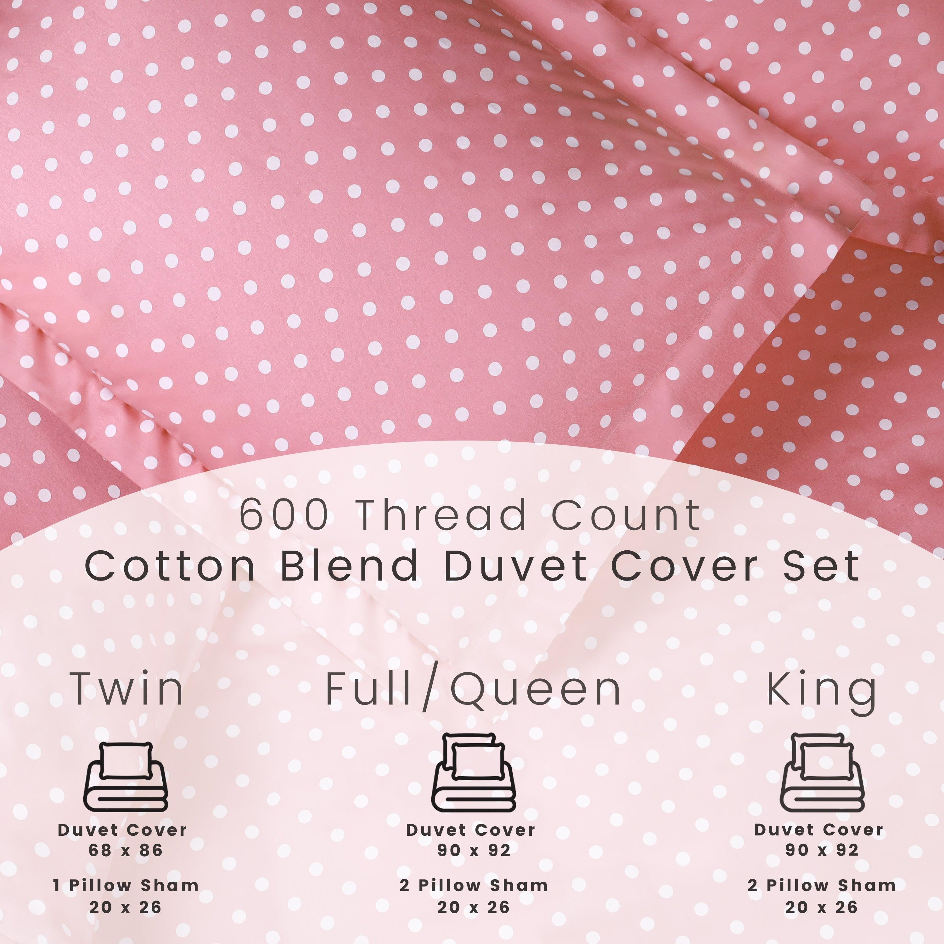 Cotton Blend 600 Thread Count Polka Dot Duvet Cover Set - Duvet Cover Set by Superior Brand