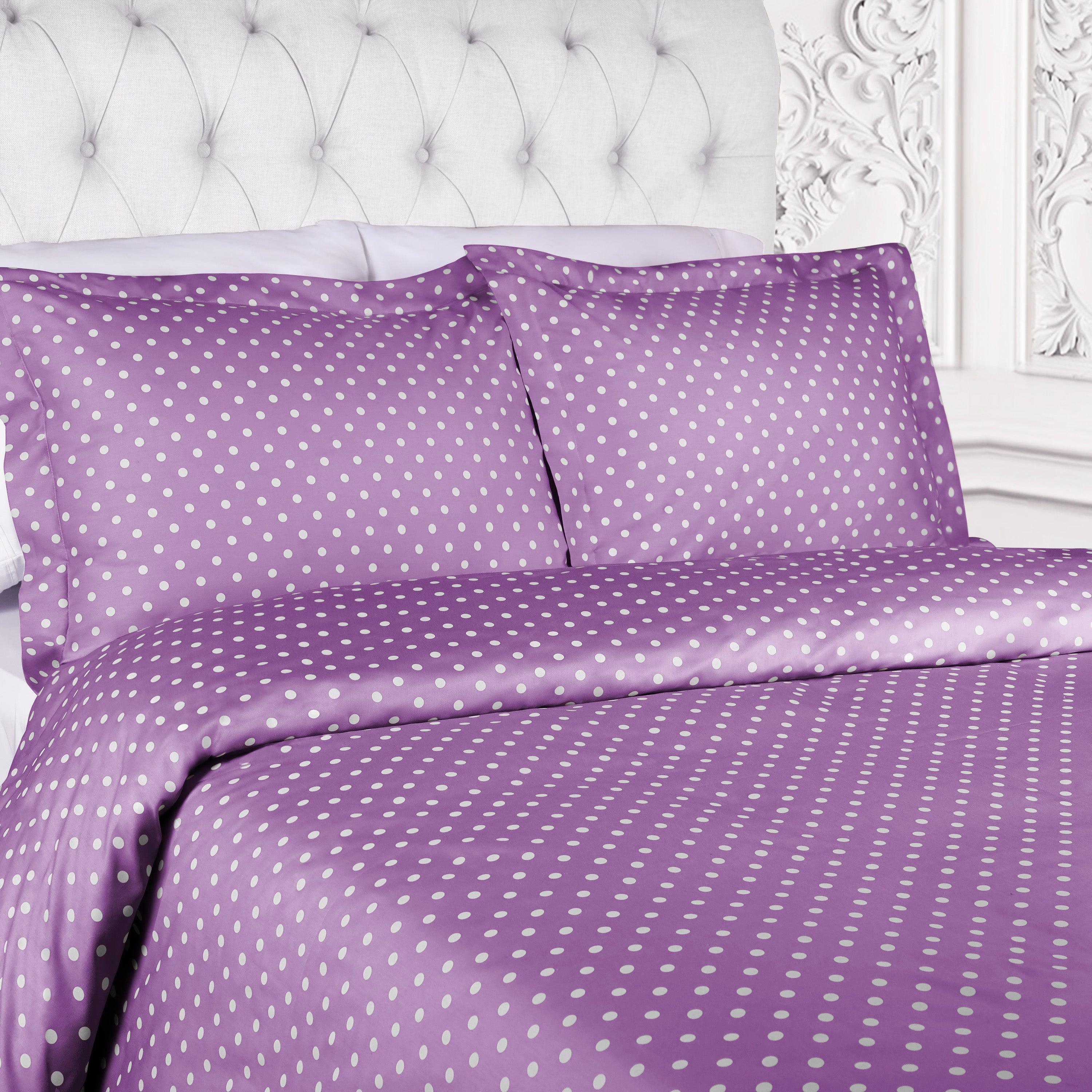 Cotton Blend 600 Thread Count Polka Dot Duvet Cover Set - Duvet Cover Set by Superior Brand