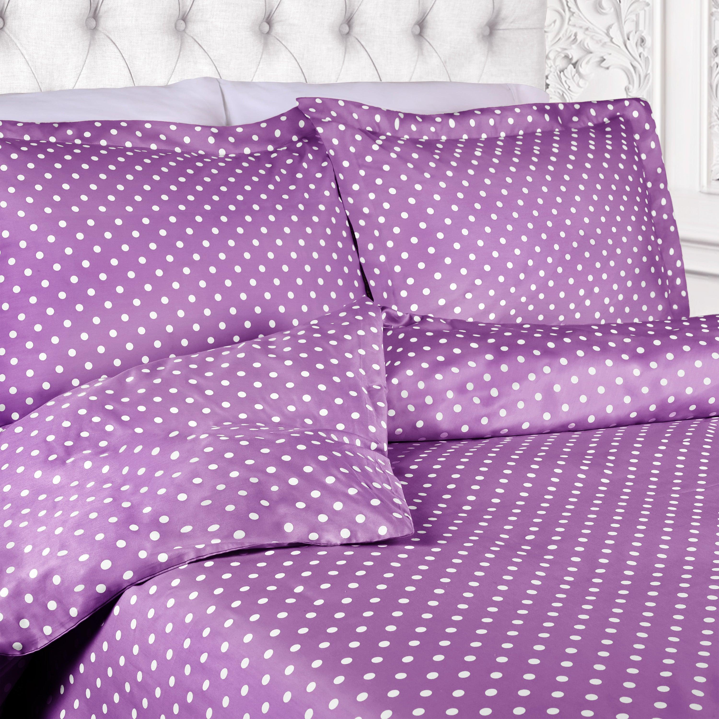 Cotton Blend 600 Thread Count Polka Dot Duvet Cover Set - Duvet Cover Set by Superior Brand