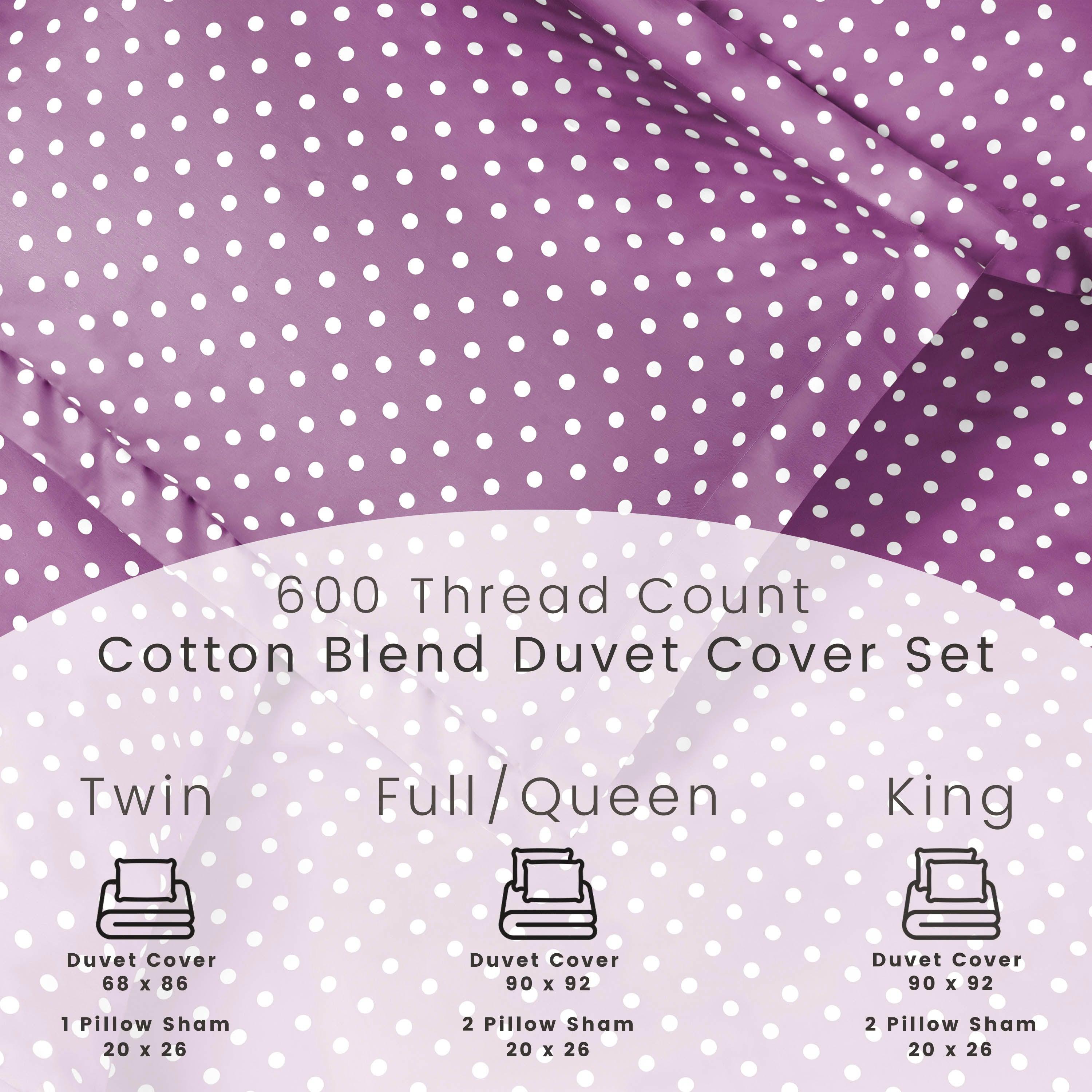 Cotton Blend 600 Thread Count Polka Dot Duvet Cover Set - Duvet Cover Set by Superior Brand