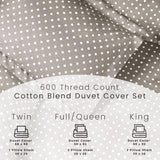 Cotton Blend 600 Thread Count Polka Dot Duvet Cover Set - Duvet Cover Set by Superior Brand