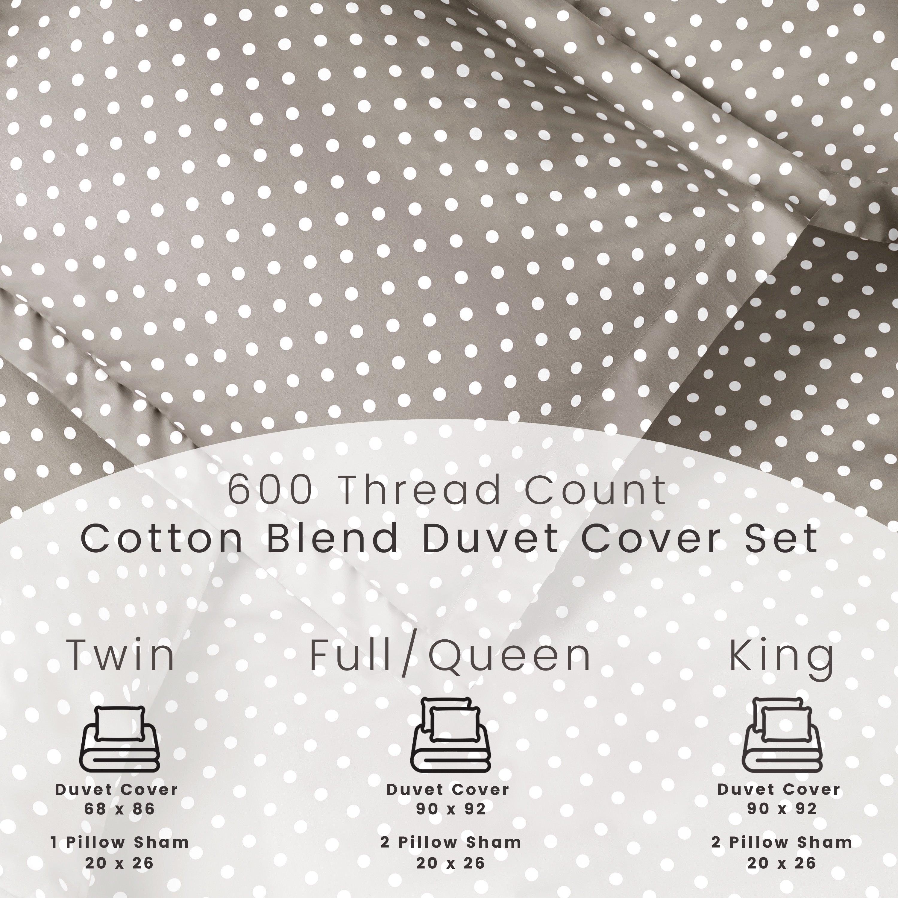Cotton Blend 600 Thread Count Polka Dot Duvet Cover Set - Duvet Cover Set by Superior Brand