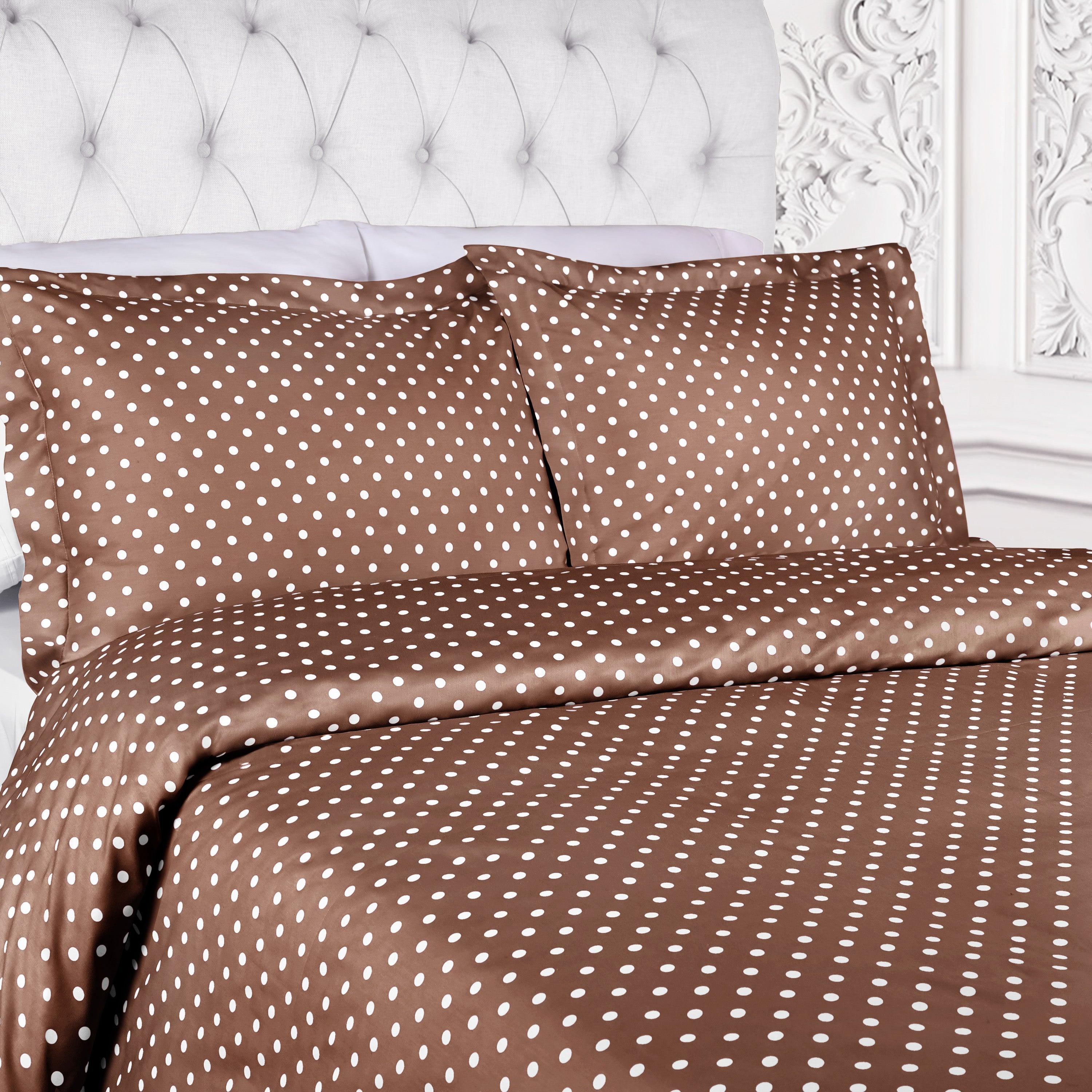 Cotton Blend 600 Thread Count Polka Dot Duvet Cover Set - Duvet Cover Set by Superior Brand