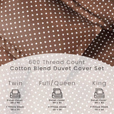 Cotton Blend 600 Thread Count Polka Dot Duvet Cover Set - Duvet Cover Set by Superior Brand