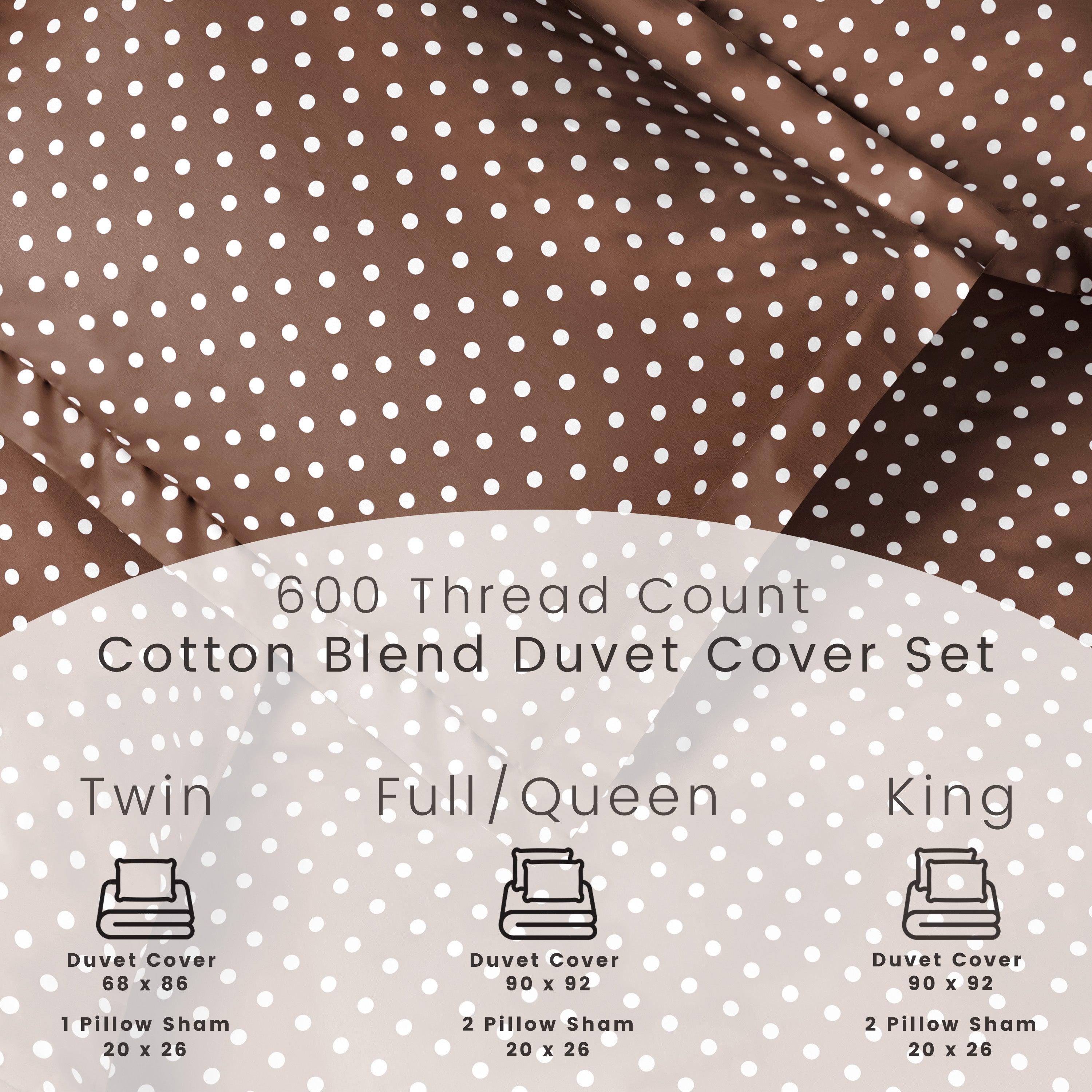 Cotton Blend 600 Thread Count Polka Dot Duvet Cover Set - Duvet Cover Set by Superior Brand