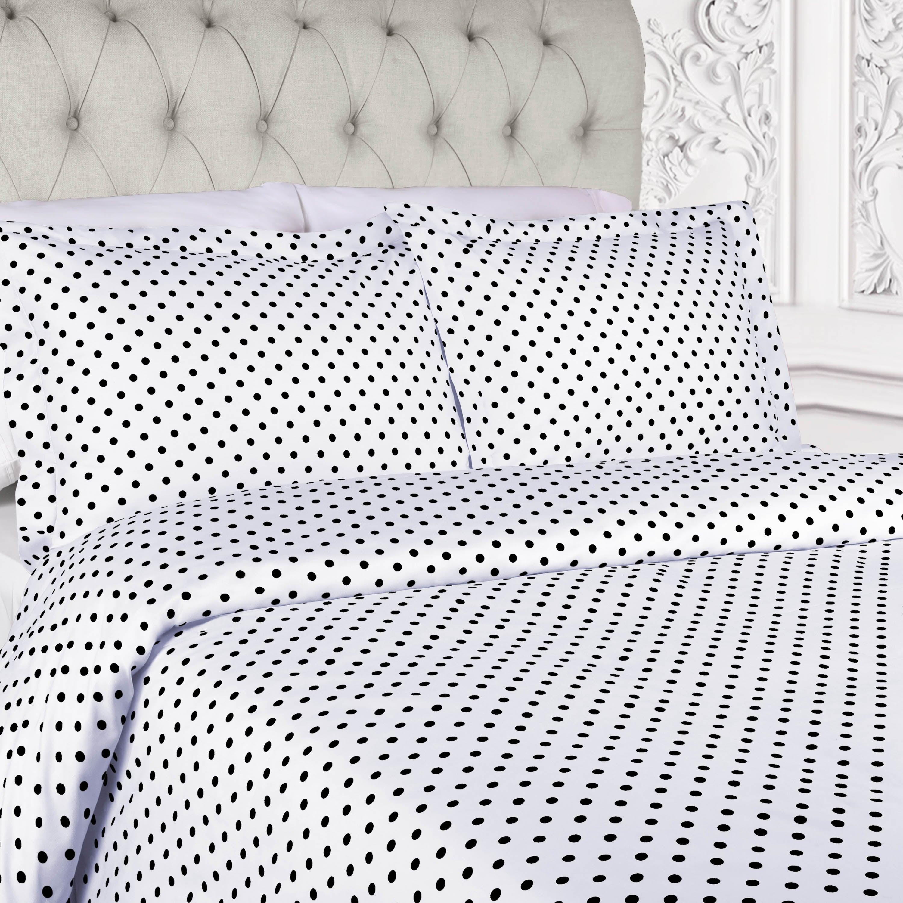 Cotton Blend 600 Thread Count Polka Dot Duvet Cover Set - Duvet Cover Set by Superior Brand