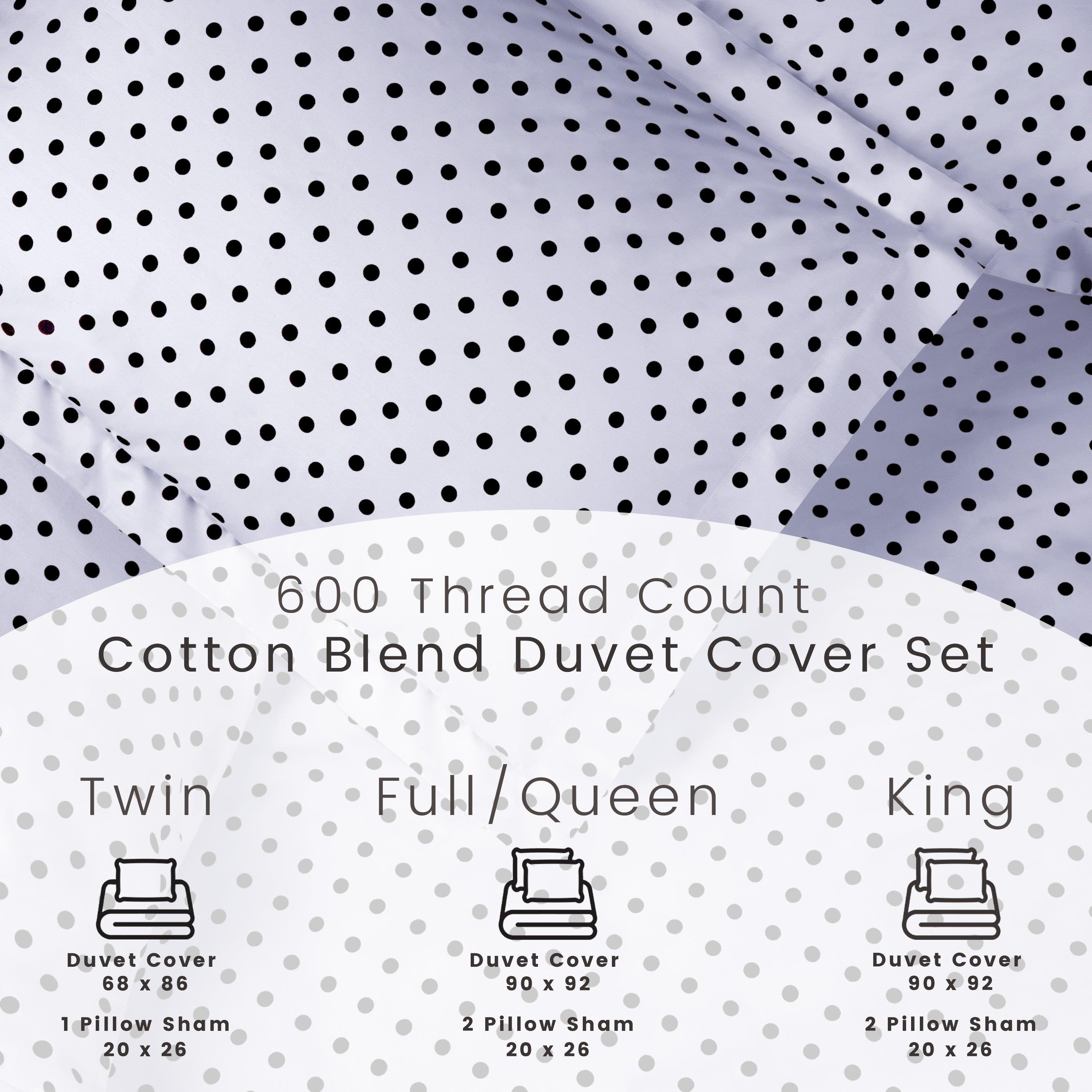 Cotton Blend 600 Thread Count Polka Dot Duvet Cover Set - Duvet Cover Set by Superior Brand