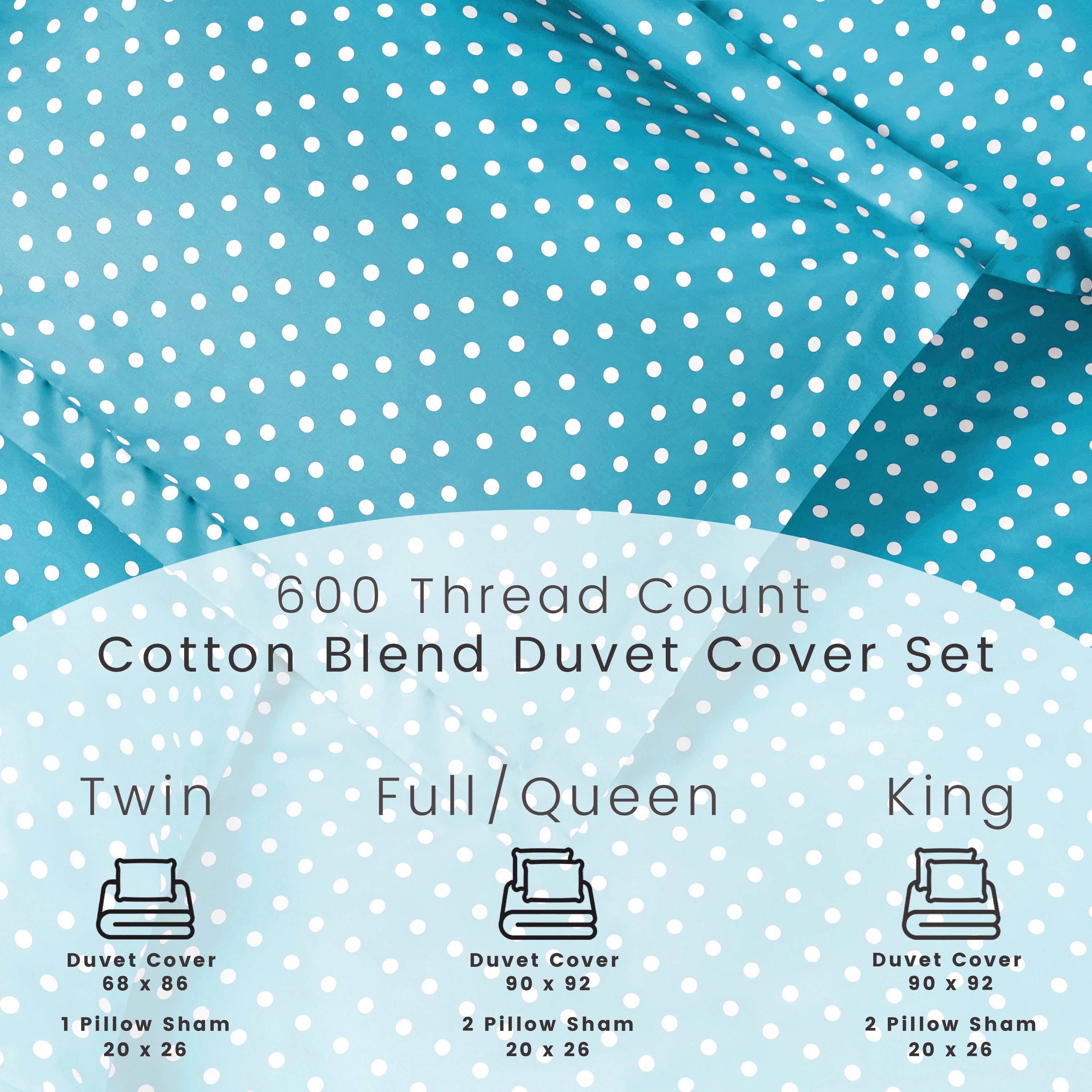 Cotton Blend 600 Thread Count Polka Dot Duvet Cover Set - Duvet Cover Set by Superior Brand